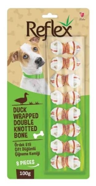 Reflex Ördek Eti Sargılı Çift Düğümlü Köpek Çiğneme Kemiği 100 GR 8'LI | SRC: Barcode: 8698995030021